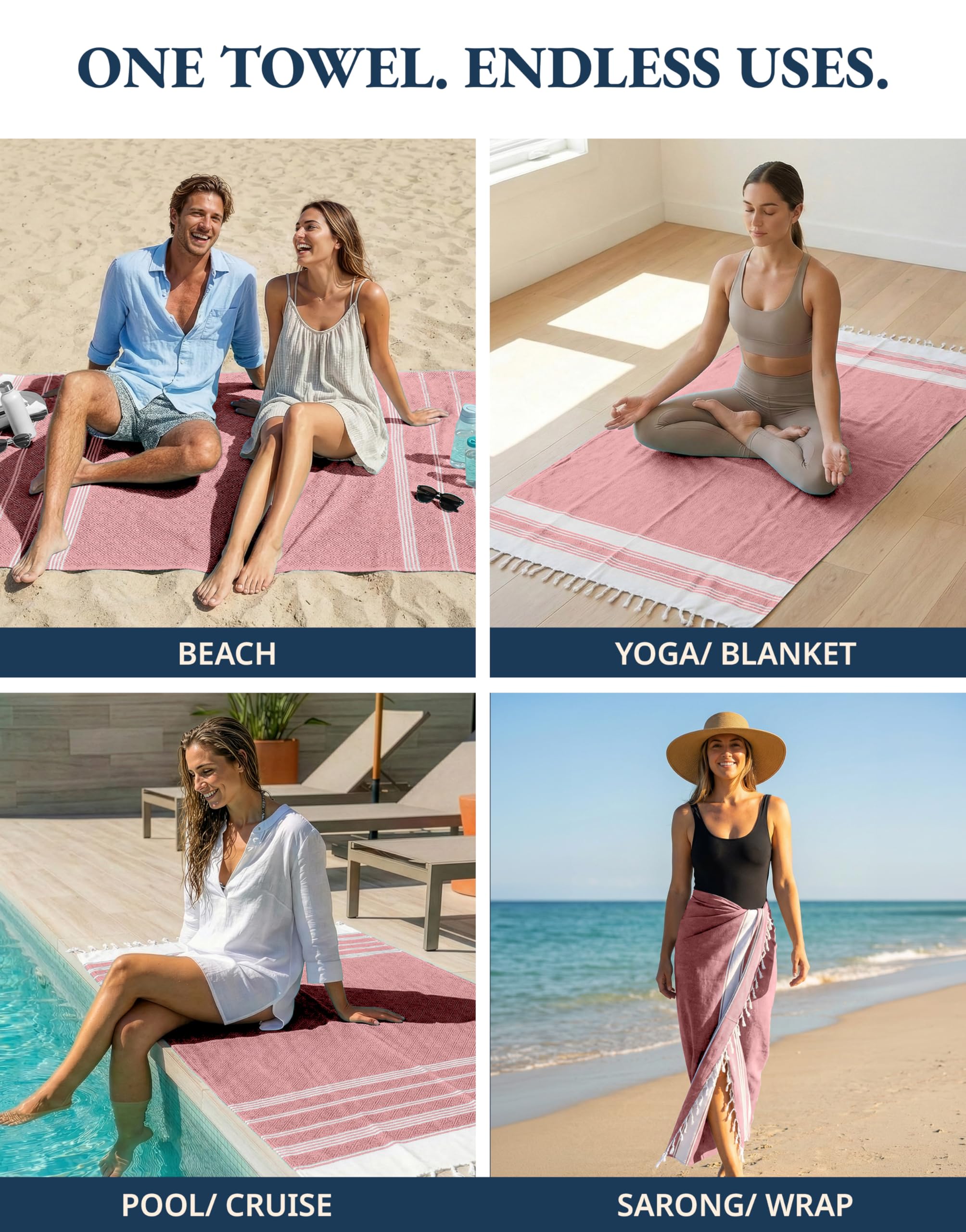 Amazon.com: LANE LINEN 6-Pack Oversized Pre-Washed Beach Towels